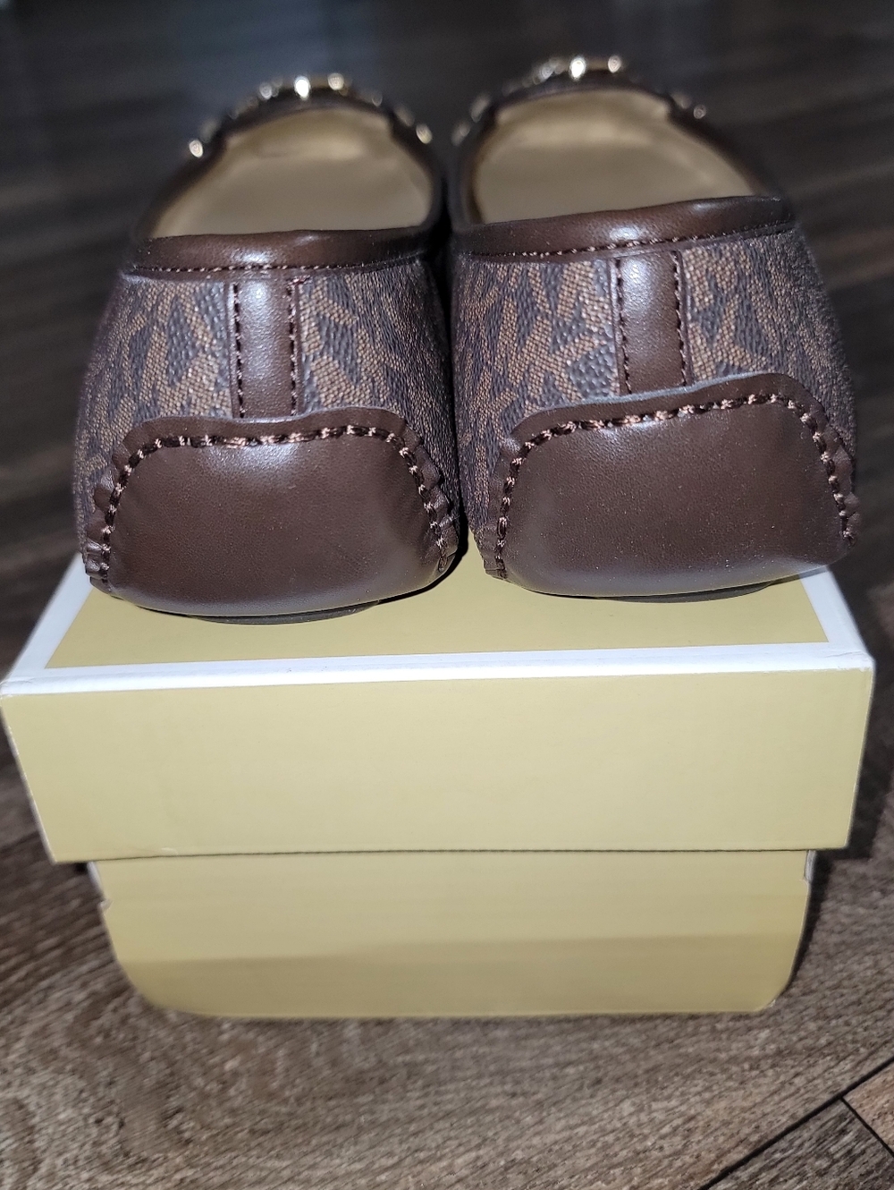 Michael Kors Brown Fulton Moc Flats with Gold Accent - Picture 3 of 6